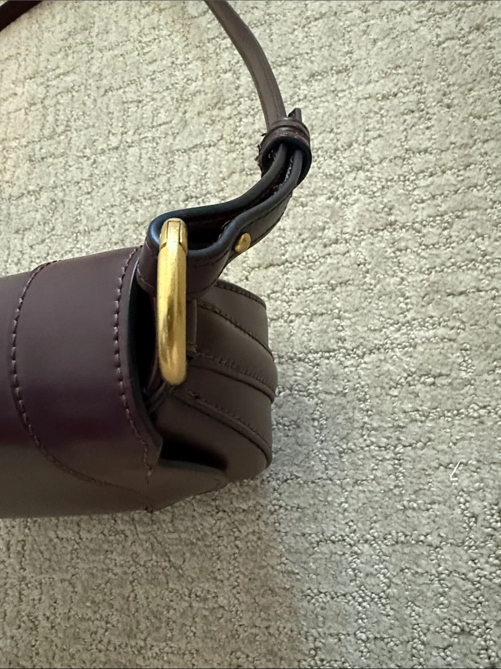 Zara Burgundy Saddle Shoulder Bag with Gold Hardware